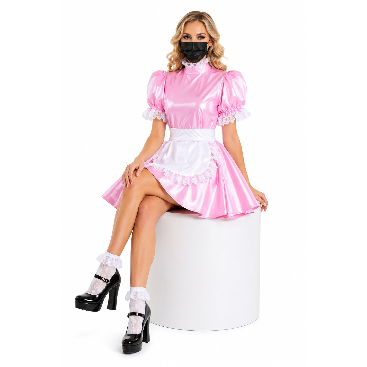 pink leather dress G1424