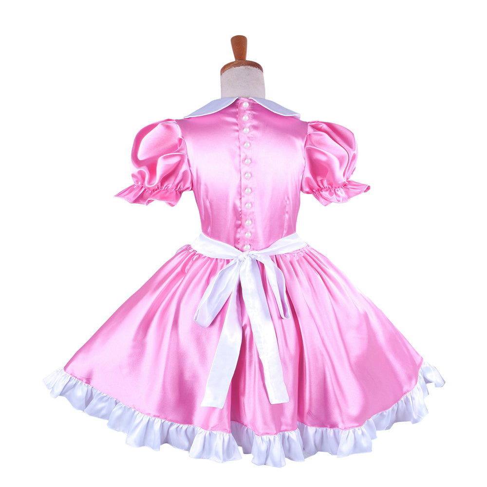 pink satin dress G1478
