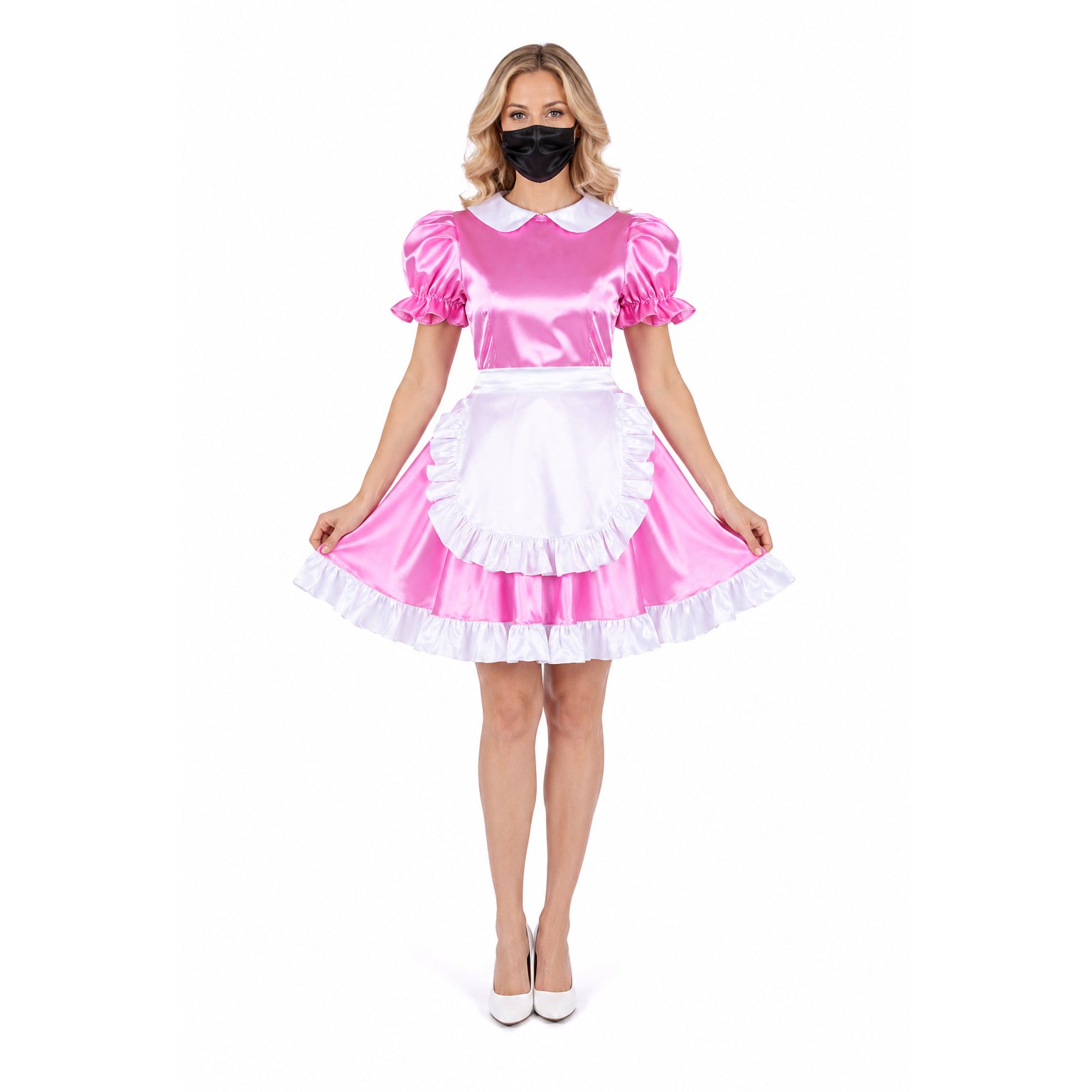 pink satin dress G1478