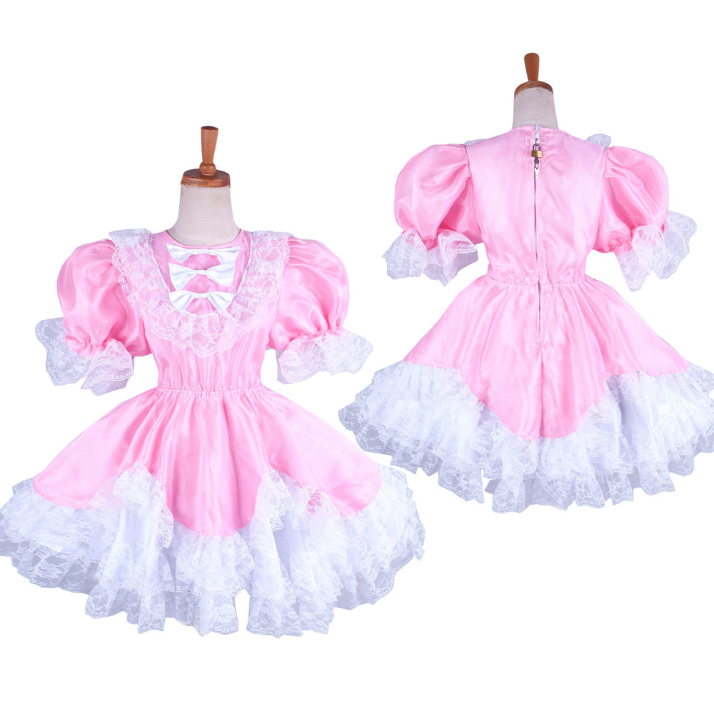 pink satin dress G1479