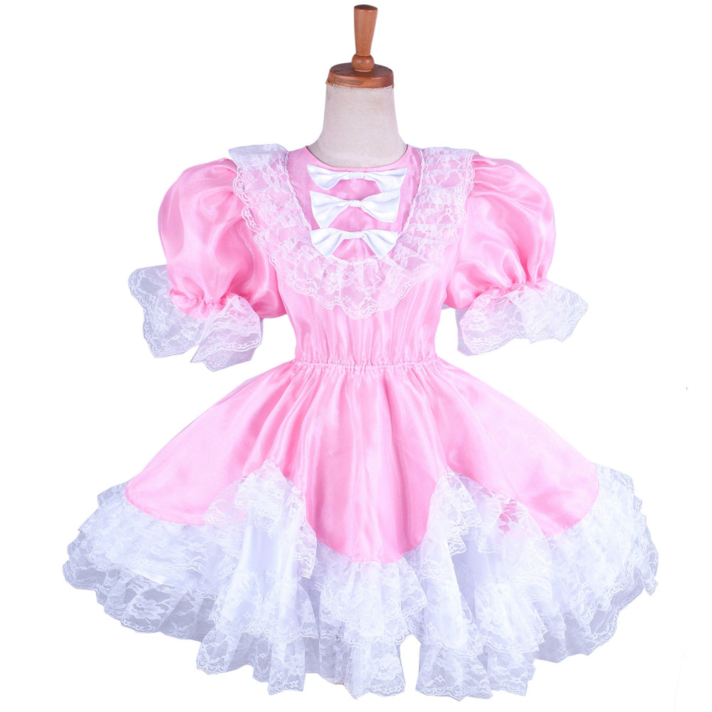 pink satin dress G1479