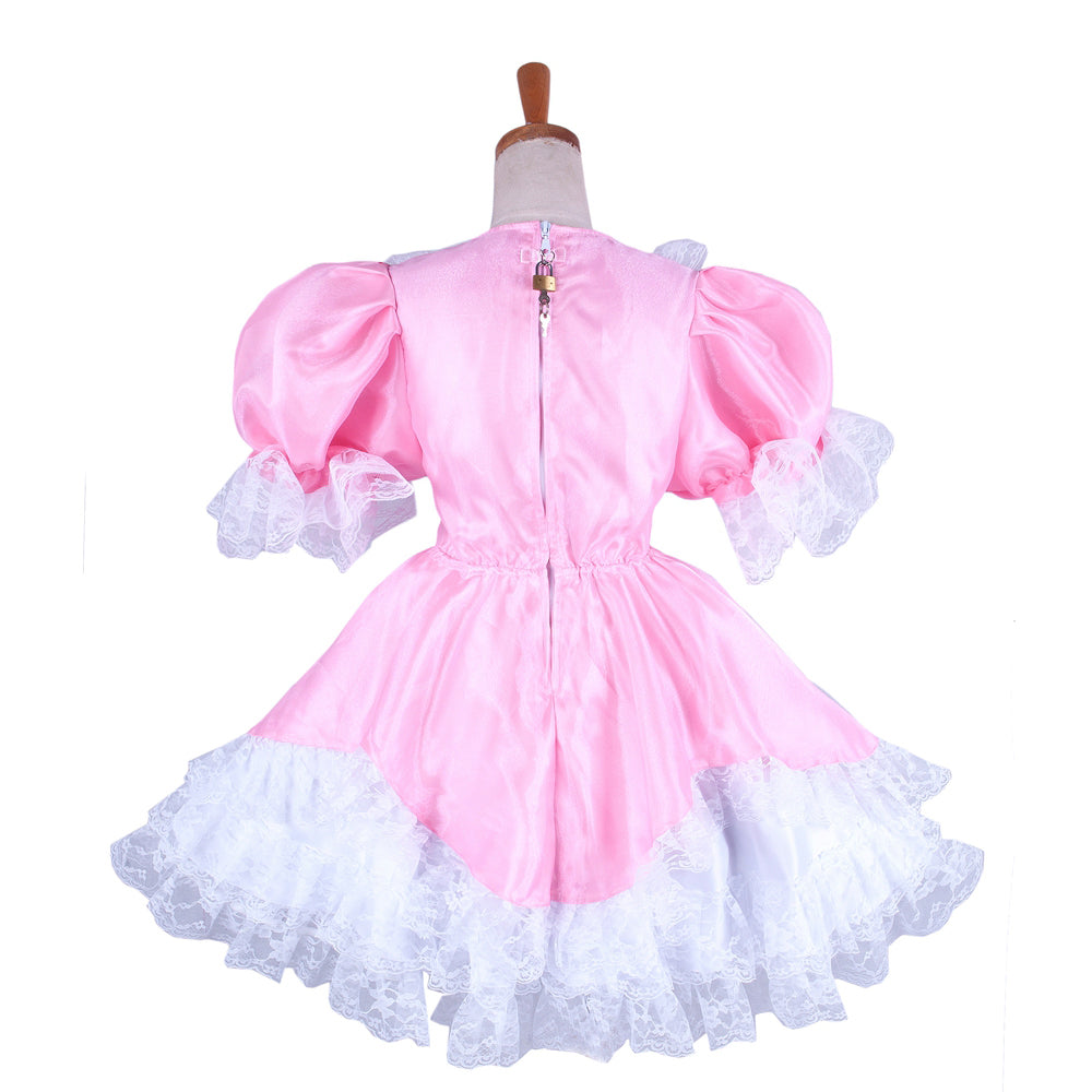 pink satin dress G1479