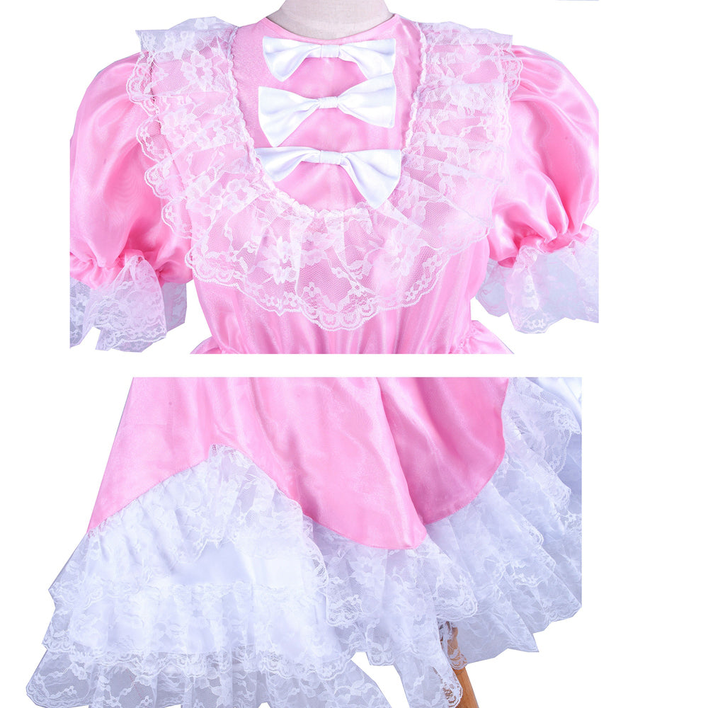 pink satin dress G1479