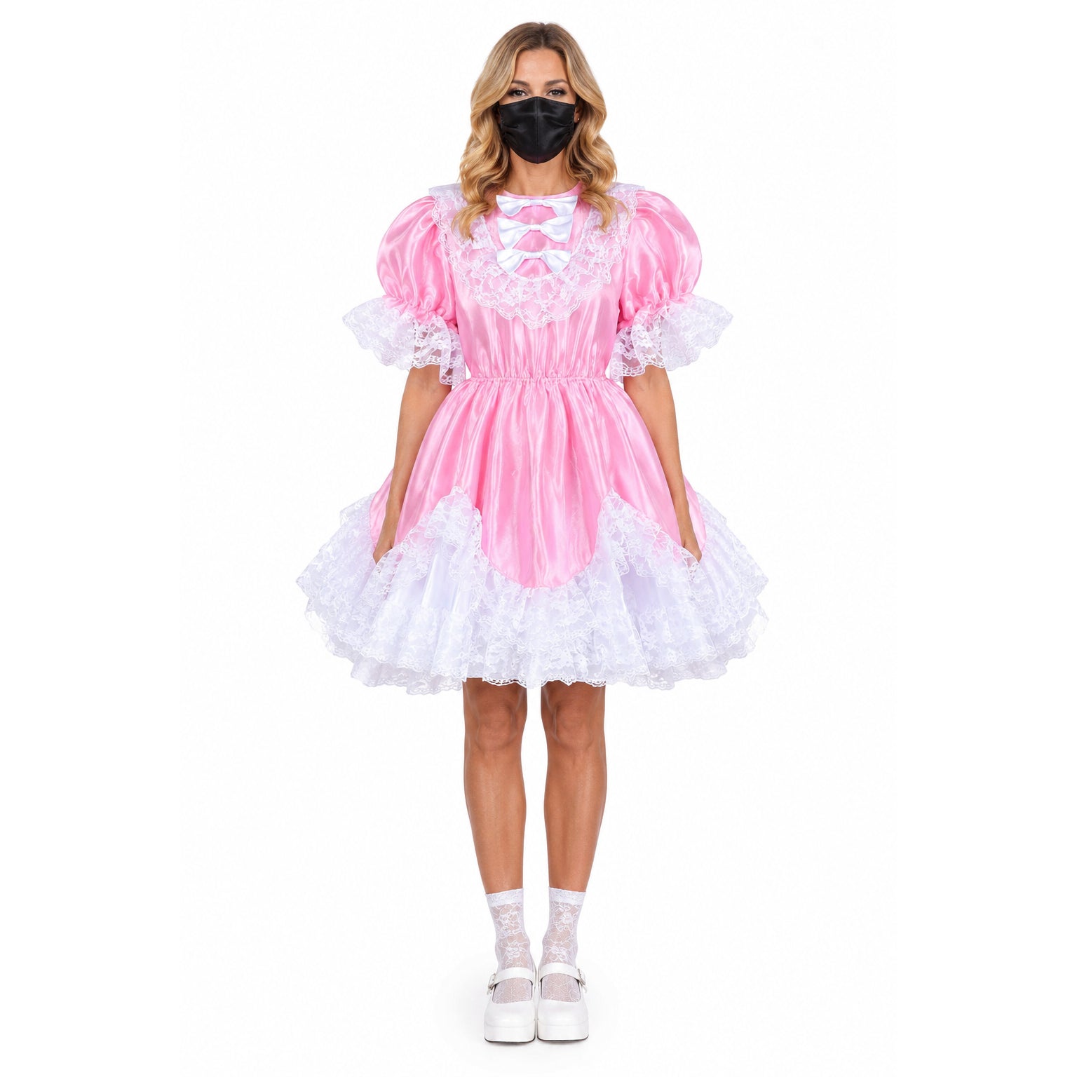 pink satin dress G1479