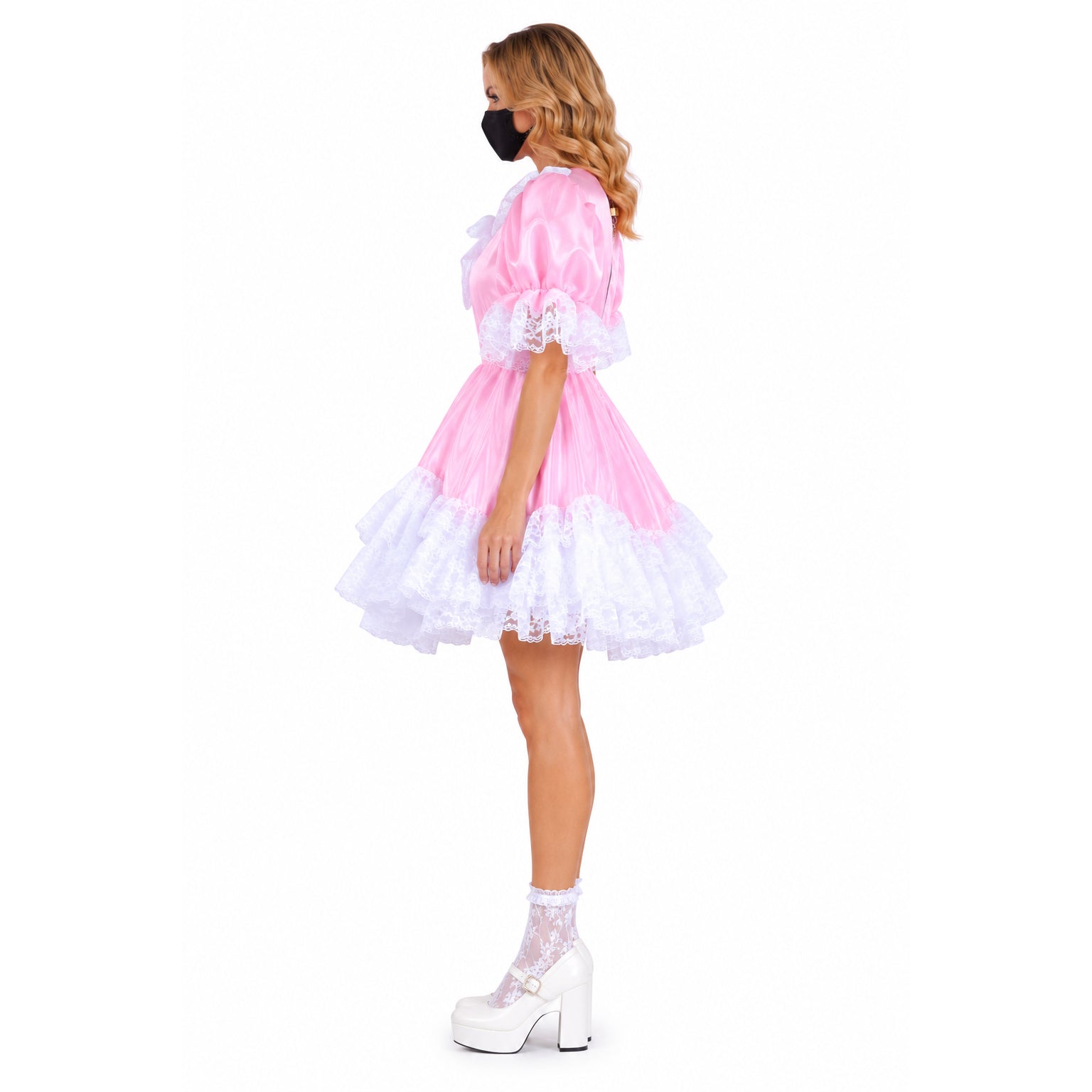 pink satin dress G1479
