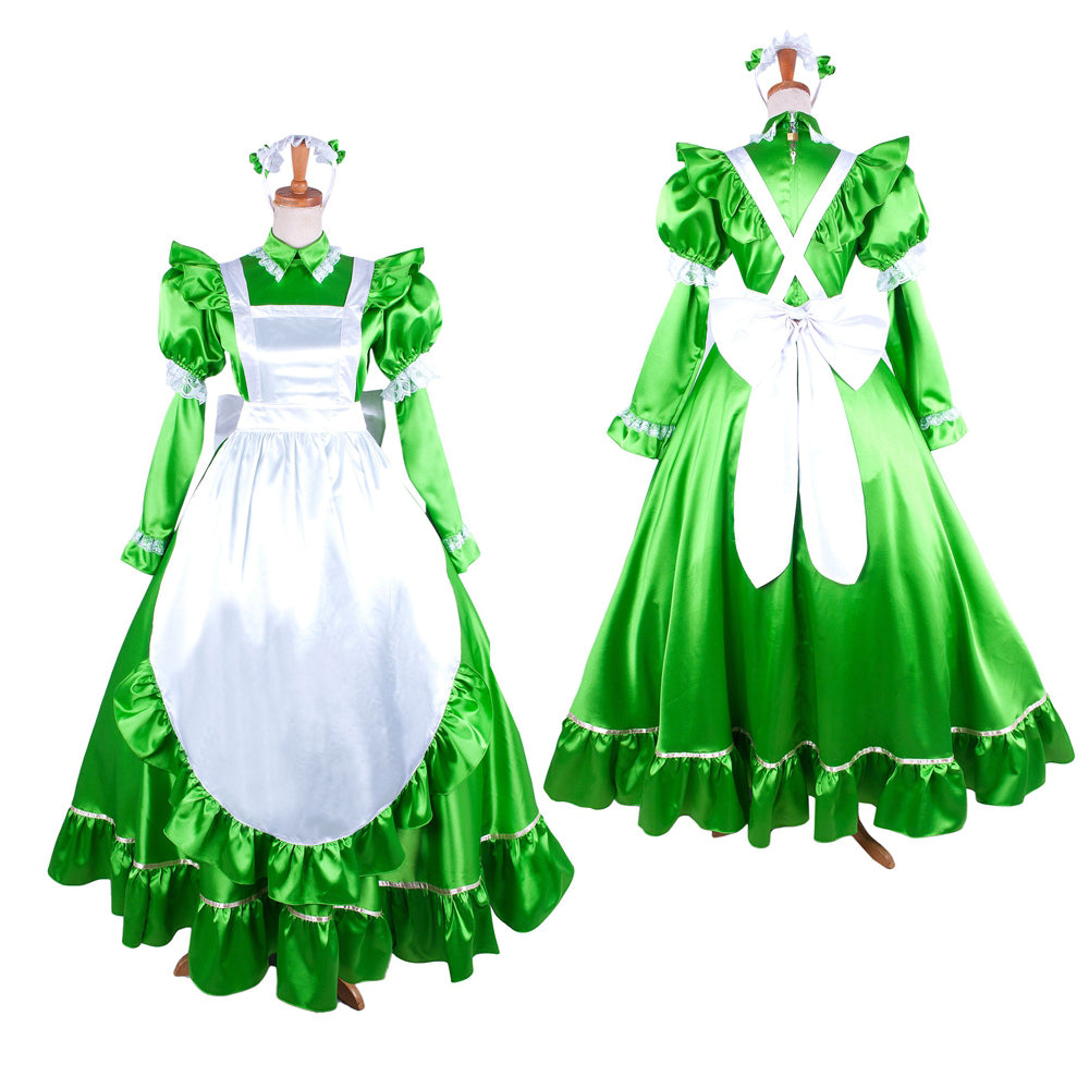 green satin dress G1483