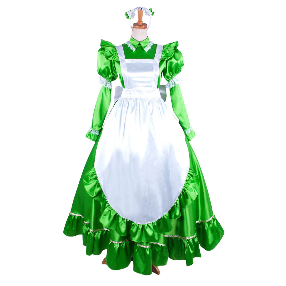 green satin dress G1483