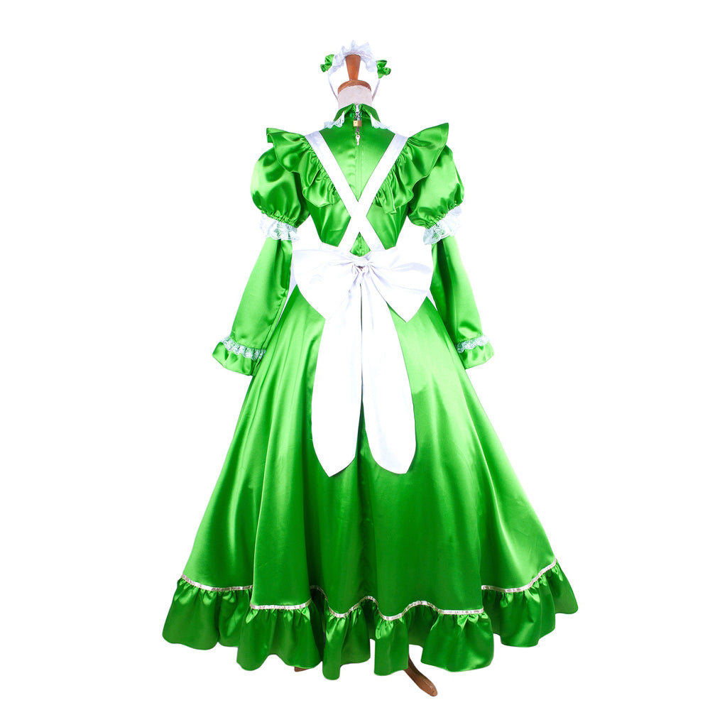 green satin dress G1483
