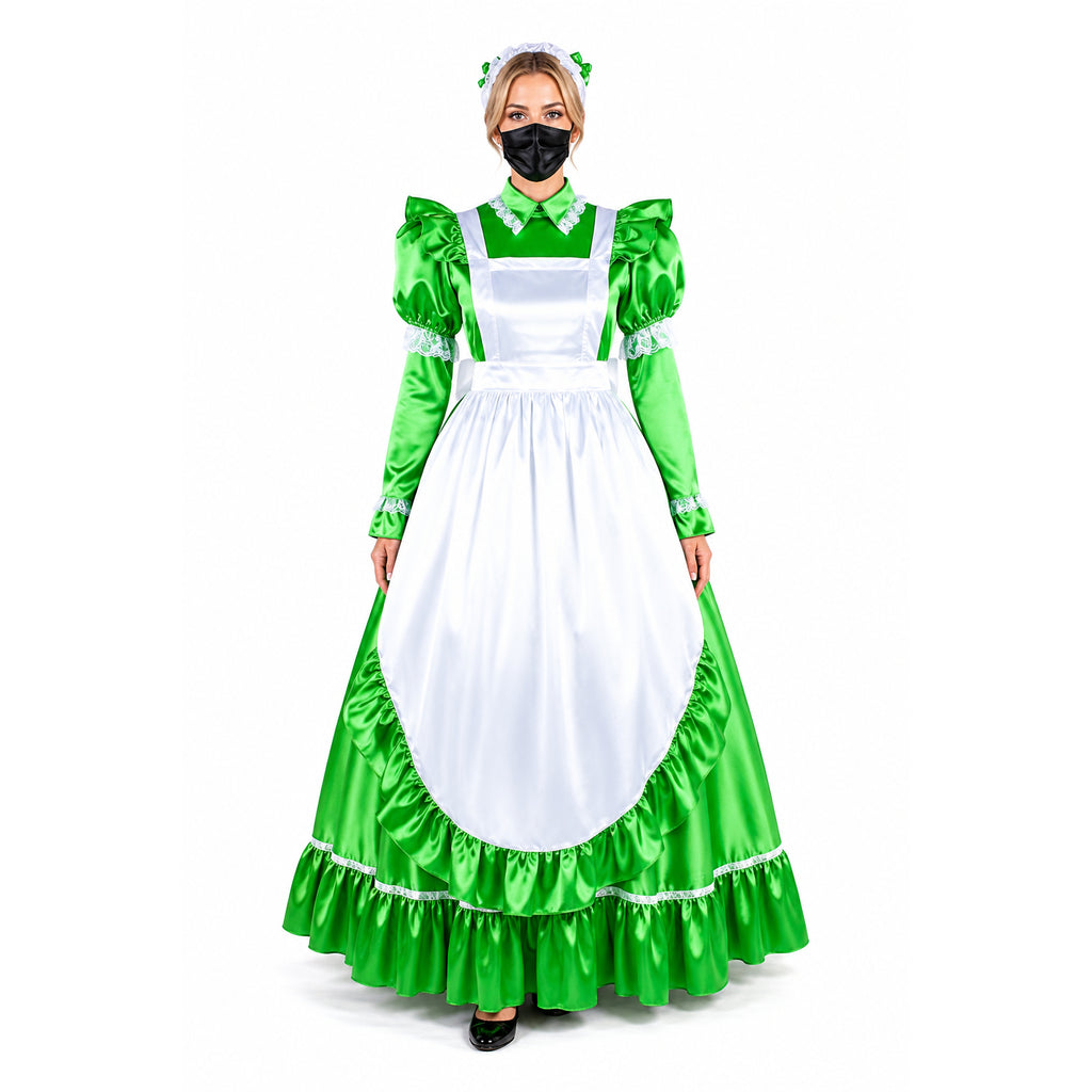 green satin dress G1483
