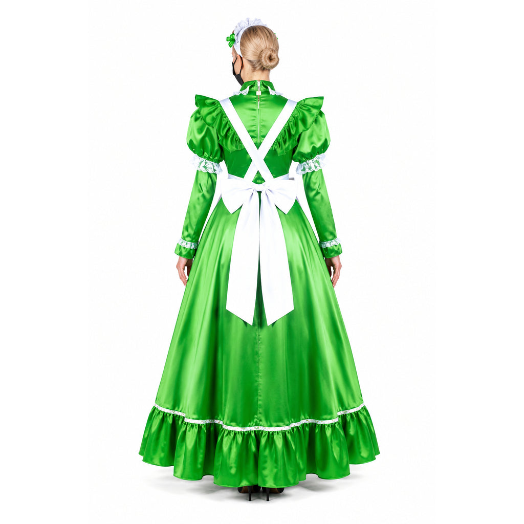green satin dress G1483