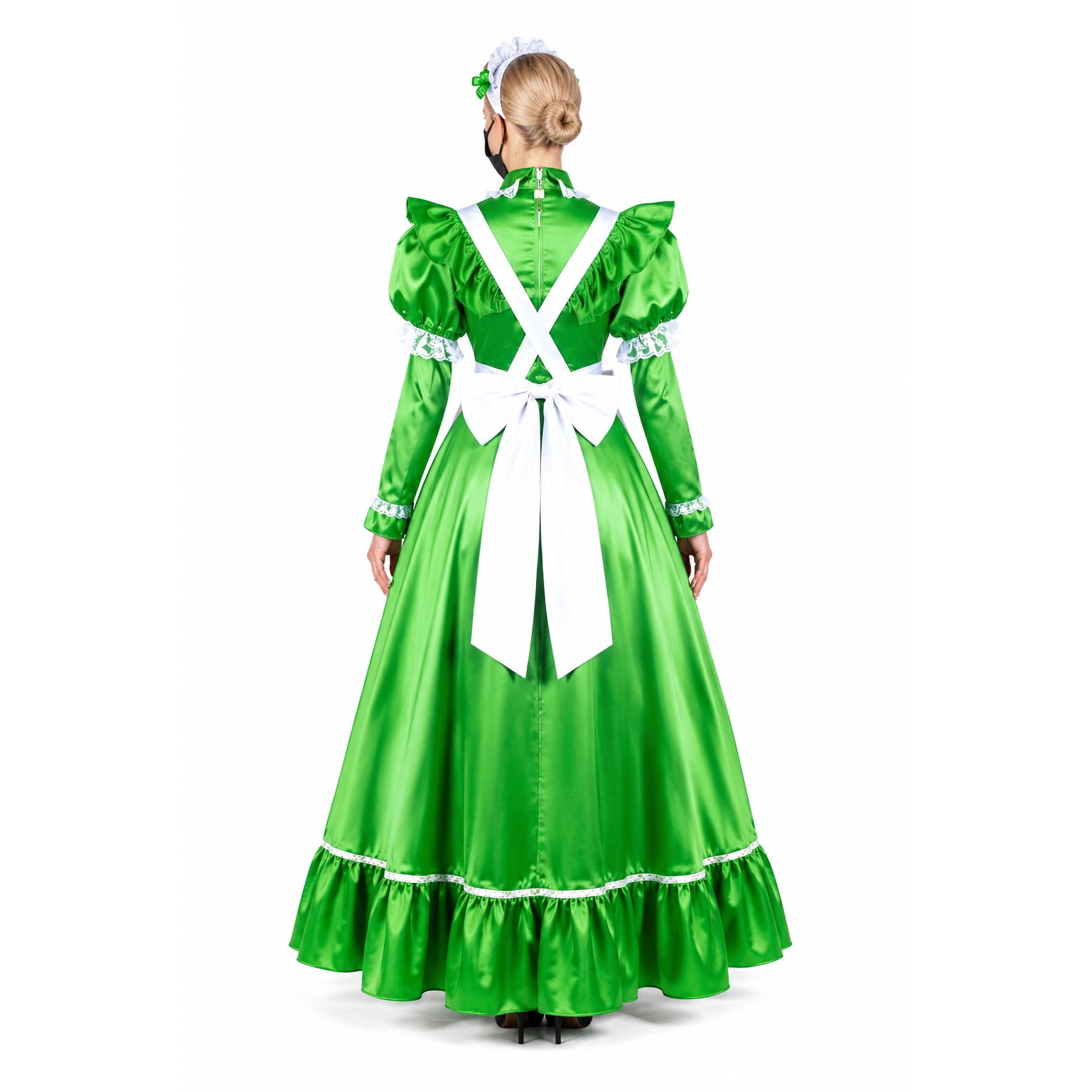 green satin dress G1483