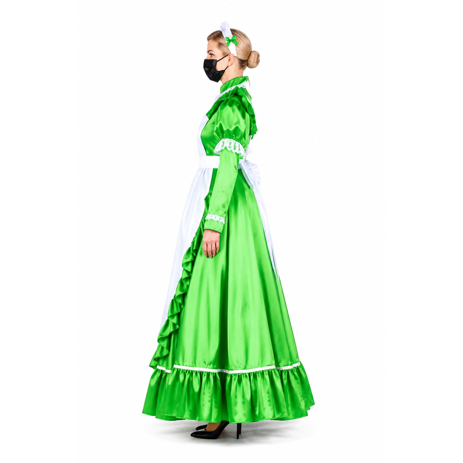 green satin dress G1483