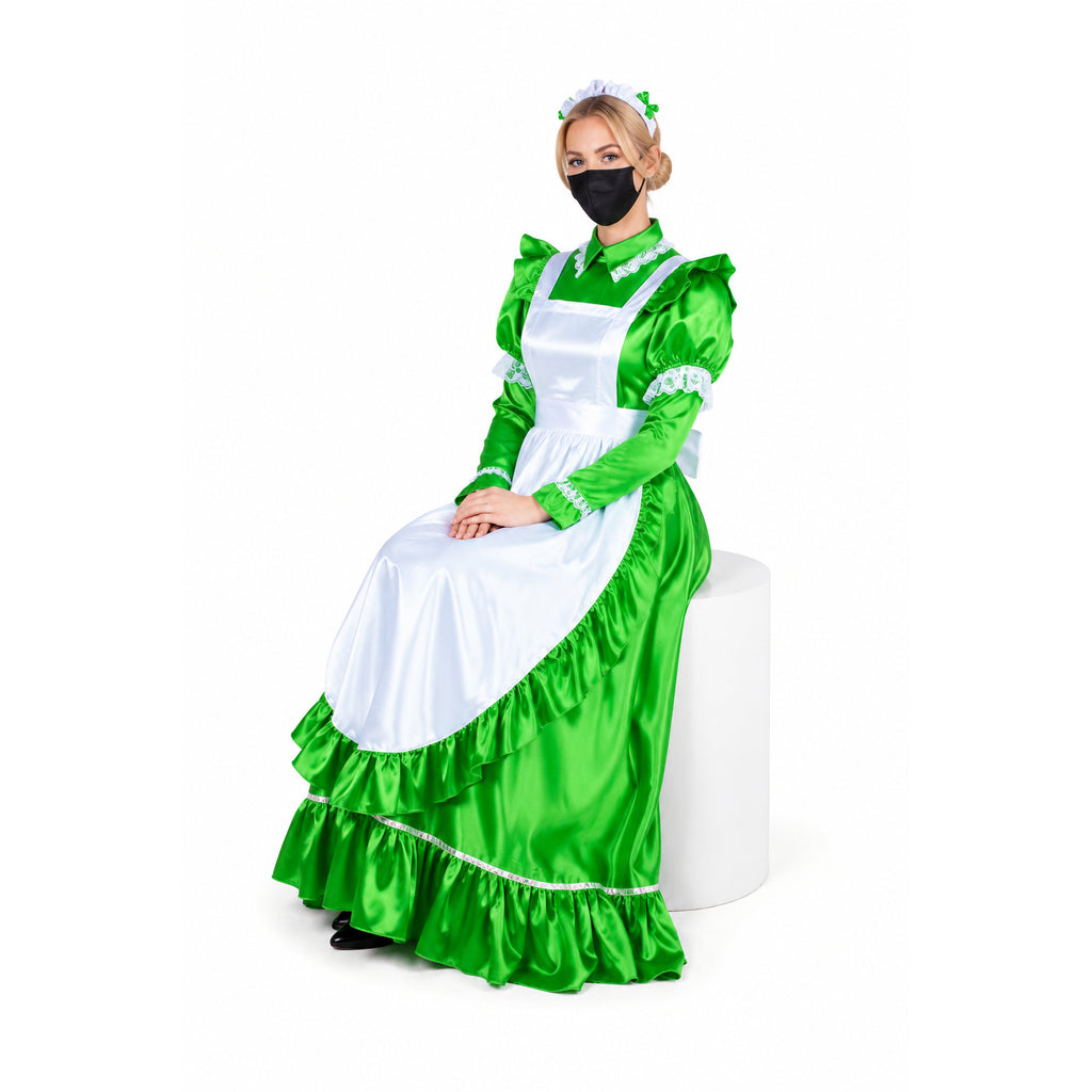green satin dress G1483