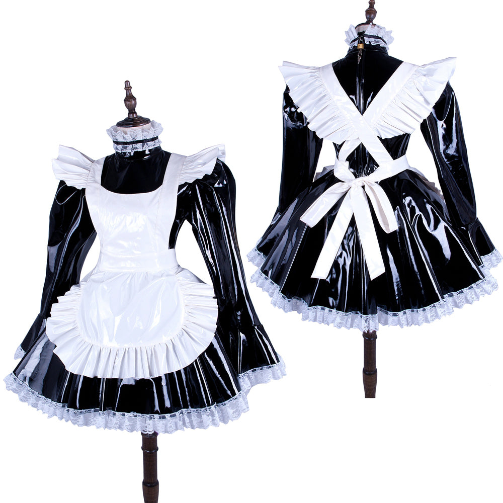 black heavy pvc dress G1486