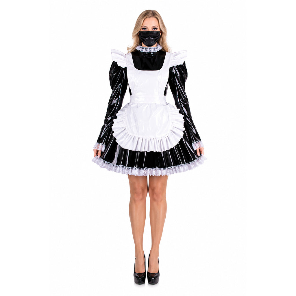 black heavy pvc dress G1486
