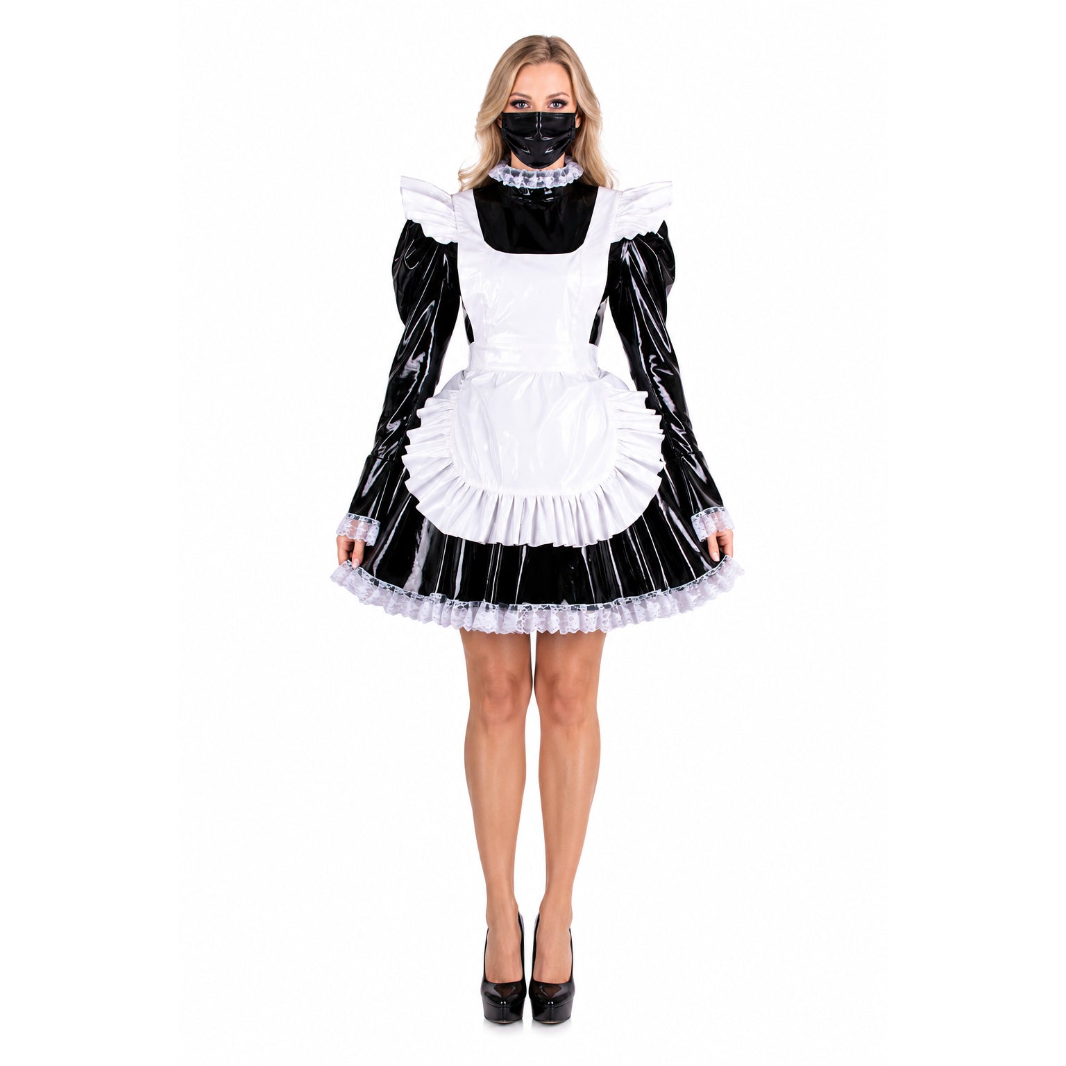 black heavy pvc dress G1486