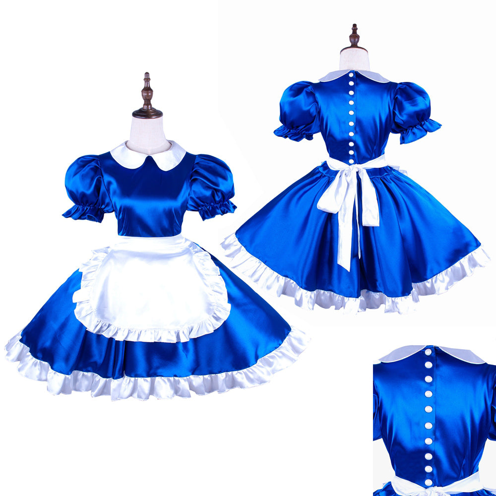 blue satin dress G1492