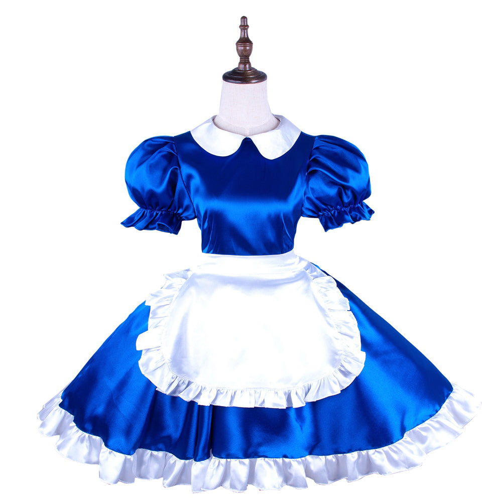 blue satin dress G1492