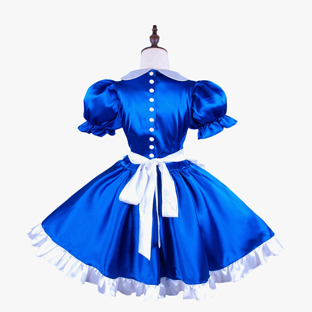 blue satin dress G1492