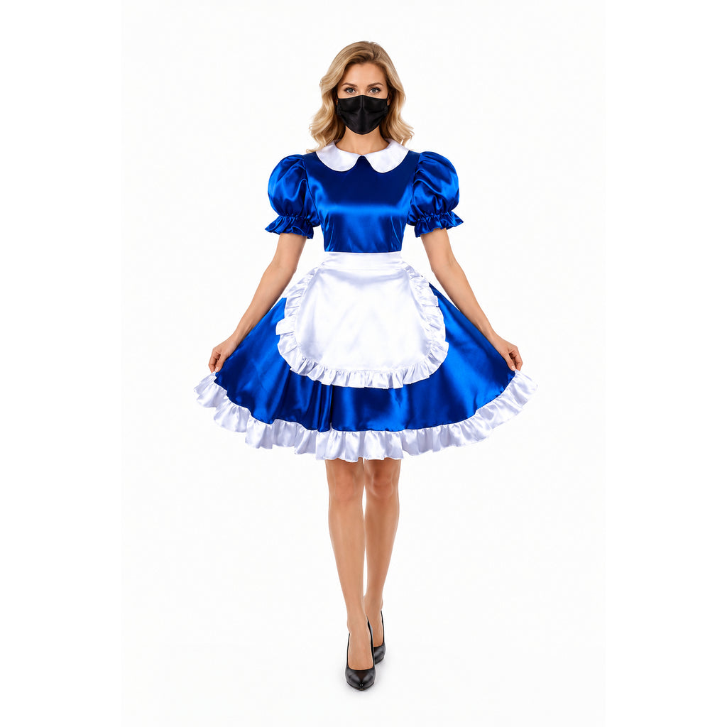blue satin dress G1492