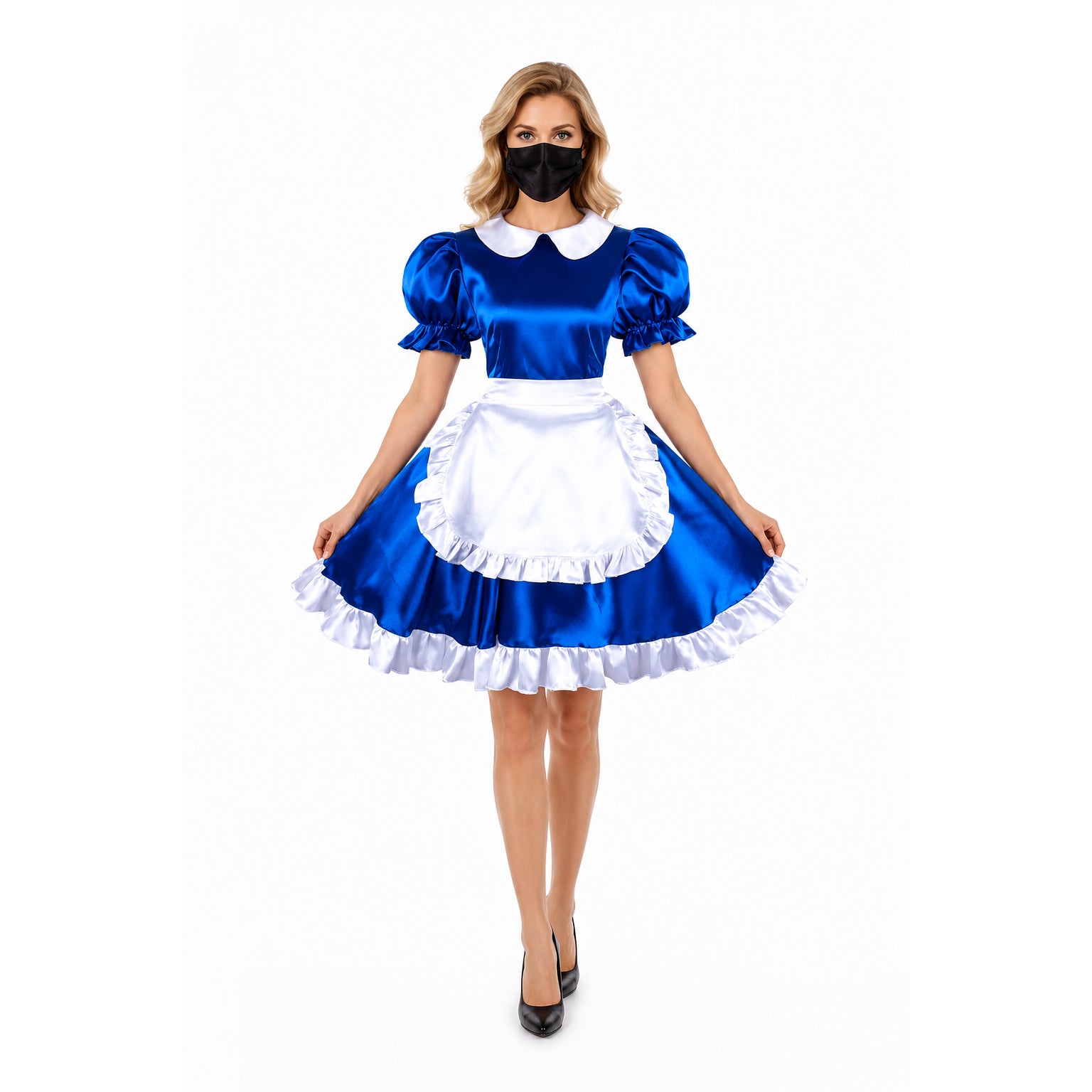 blue satin dress G1492