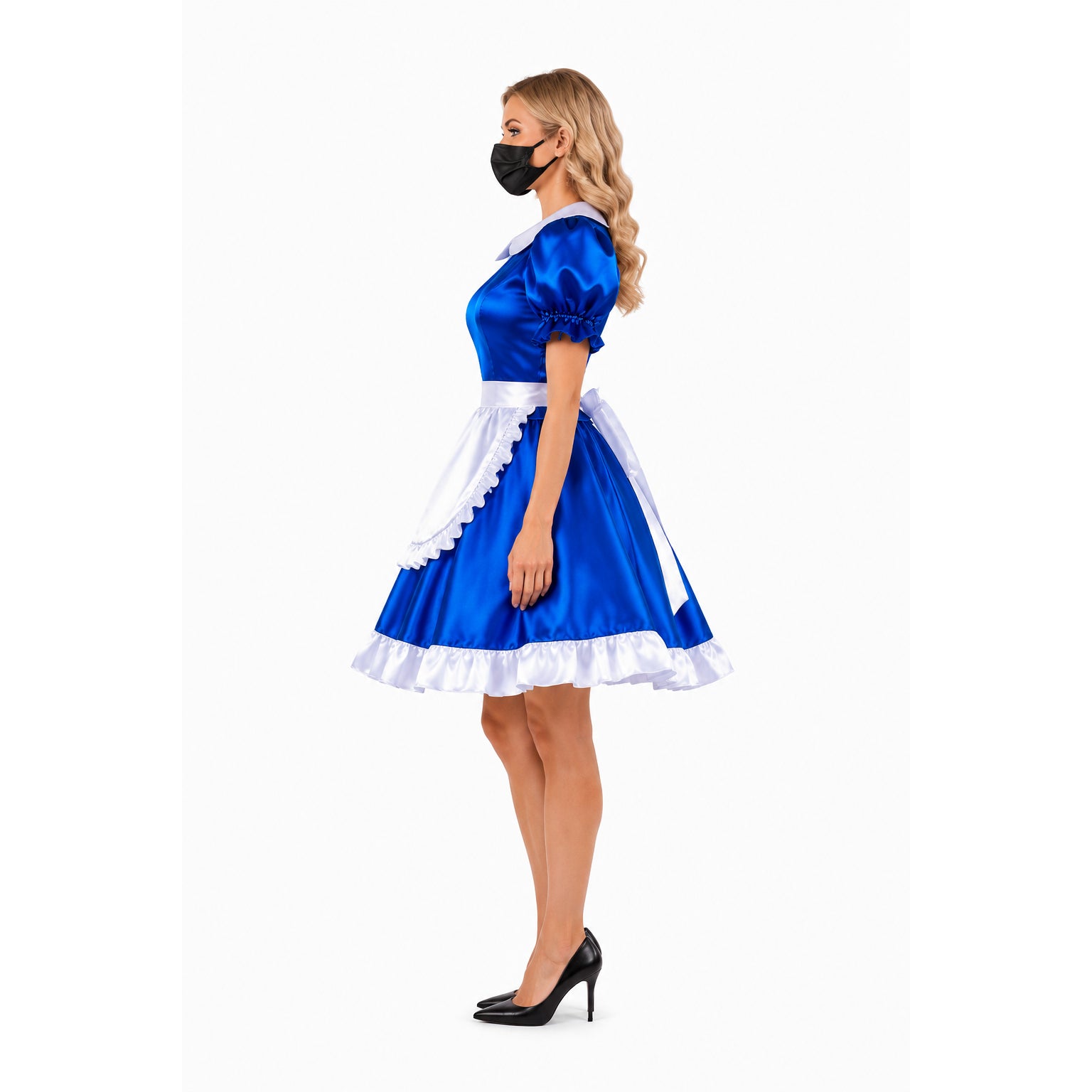 blue satin dress G1492