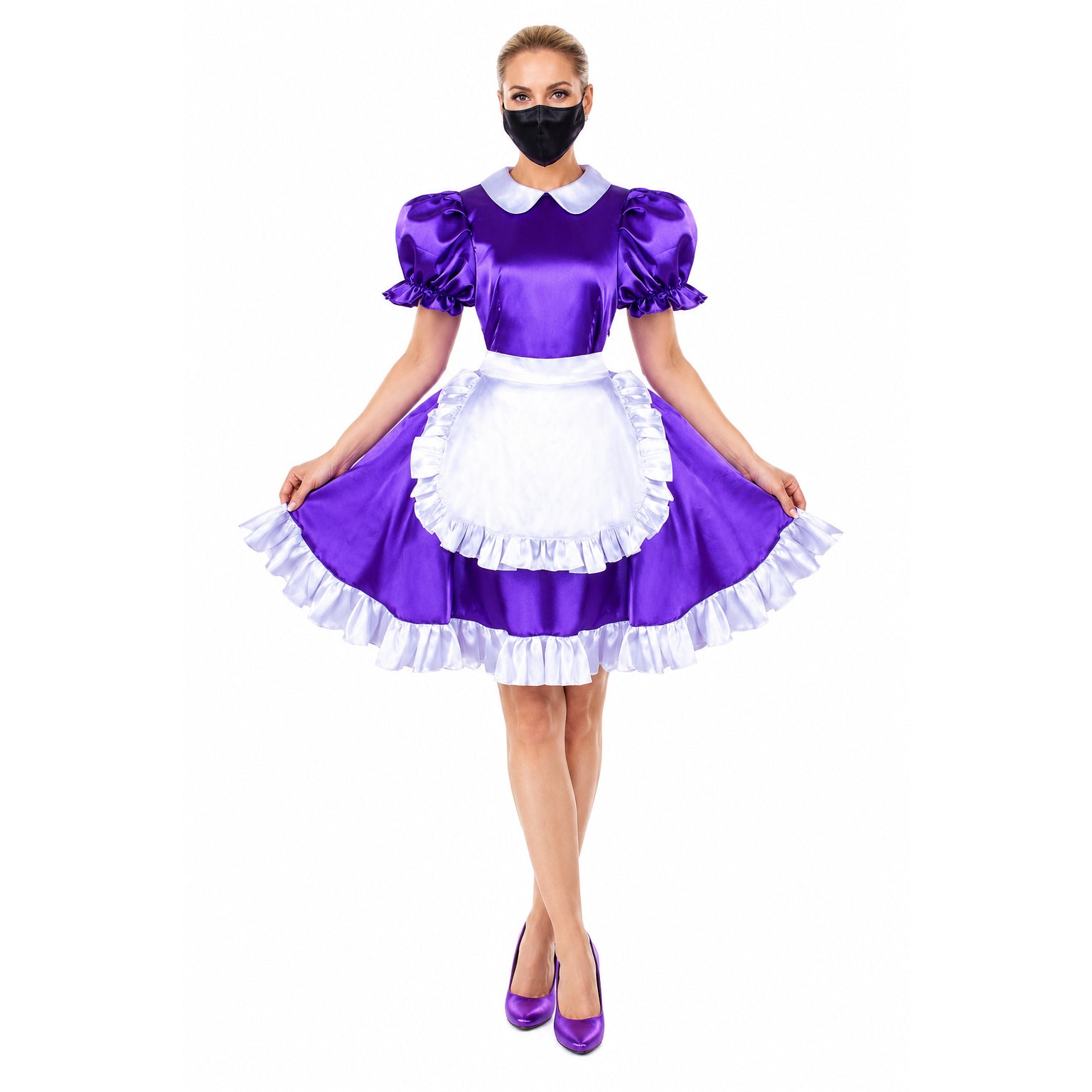 Purple satin dress G1493