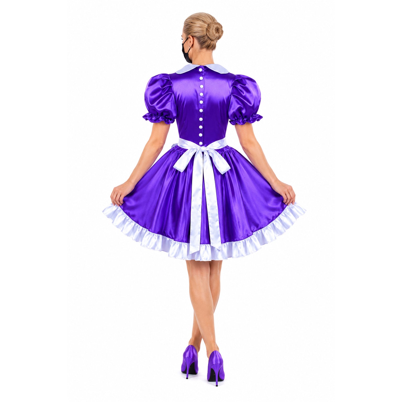 Purple satin dress G1493