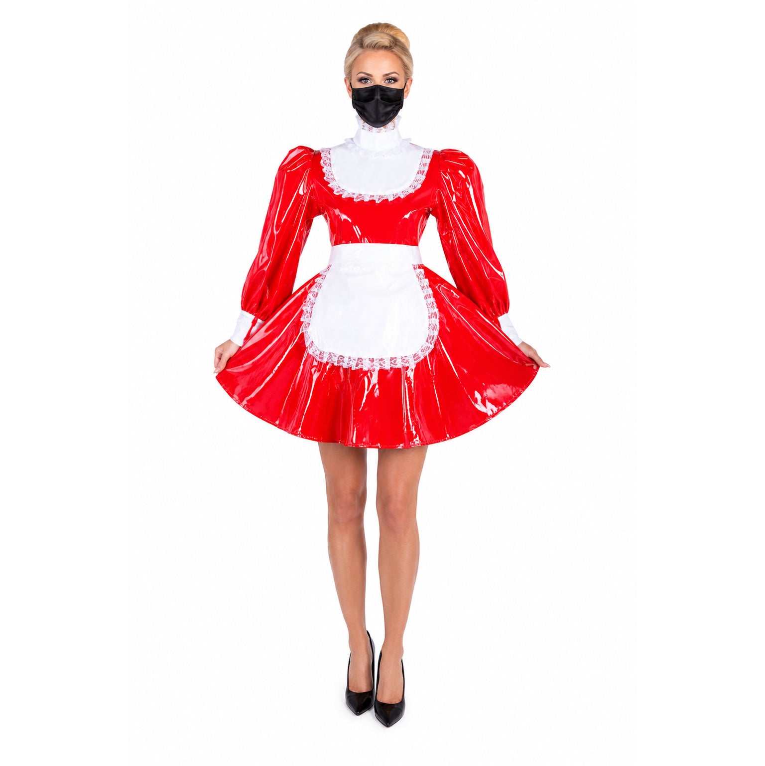 red thin pvc dress G1544