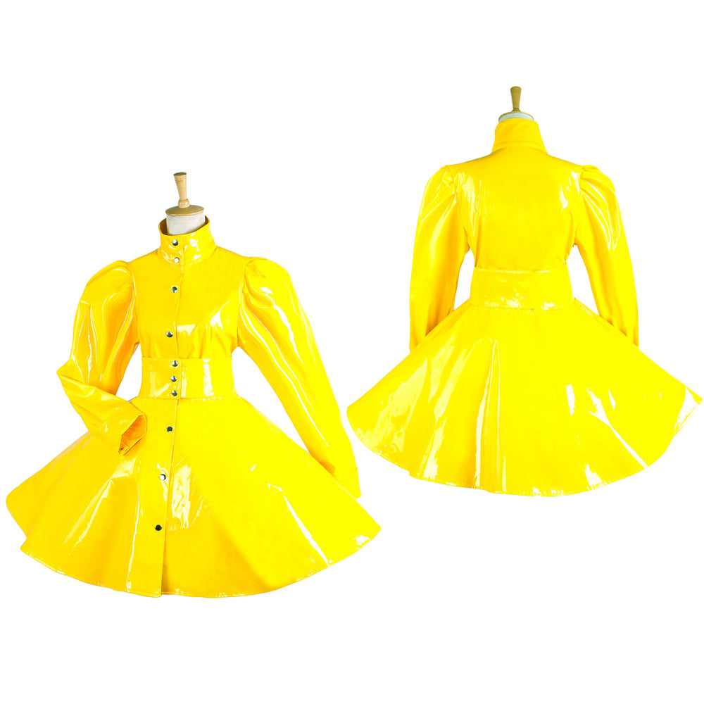yellow thin pvc dress G1546