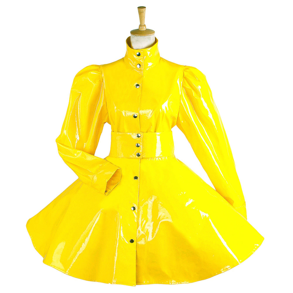 yellow thin pvc dress G1546