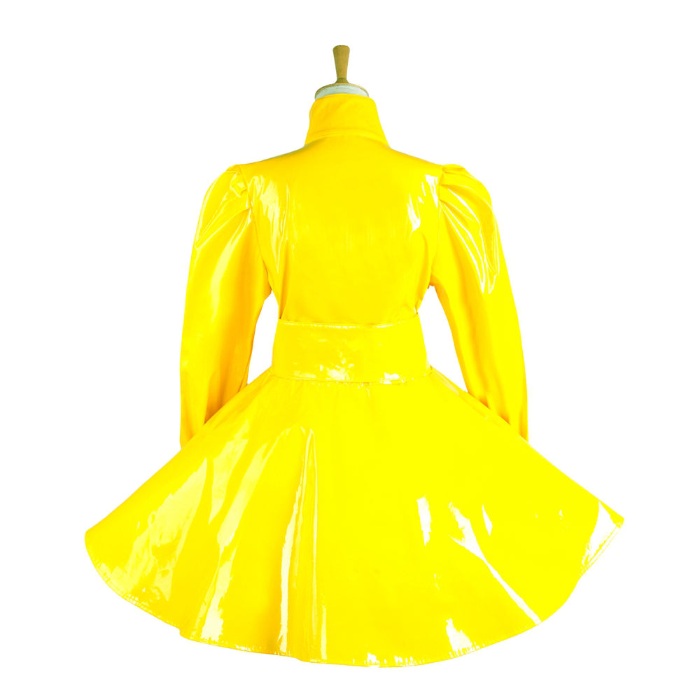 yellow thin pvc dress G1546