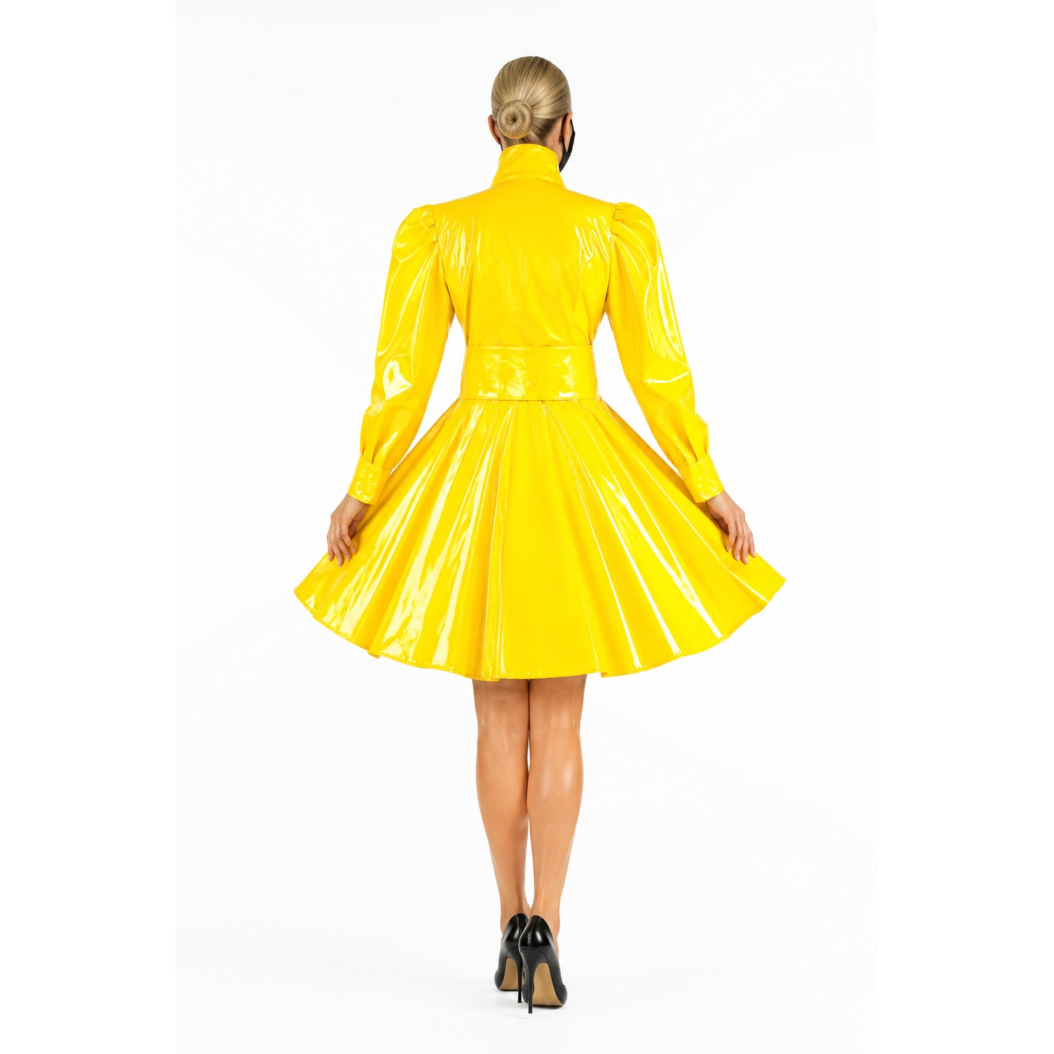 yellow thin pvc dress G1546