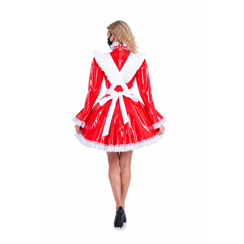 red thin pvc dress G1548