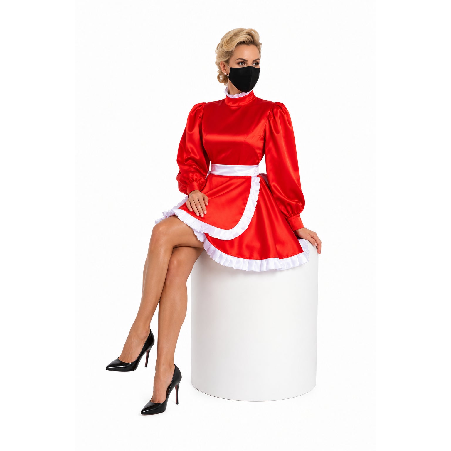 red satin dress G1549