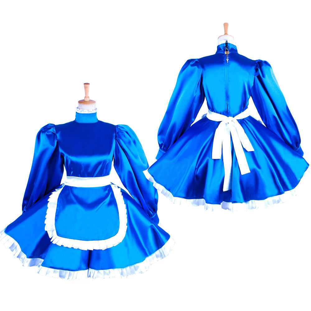 blue satin dress G1551