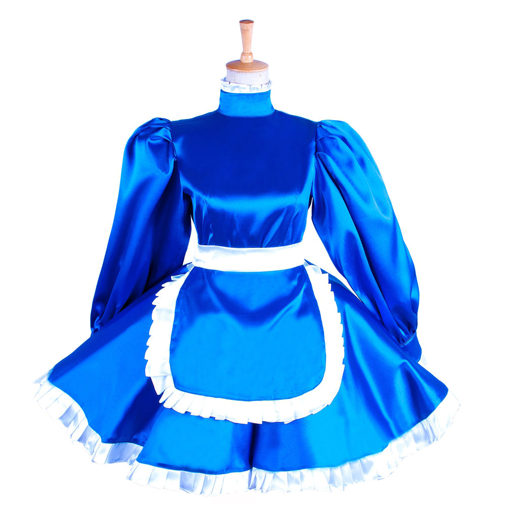 blue satin dress G1551