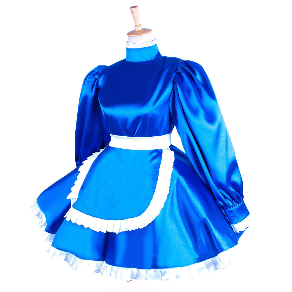 blue satin dress G1551