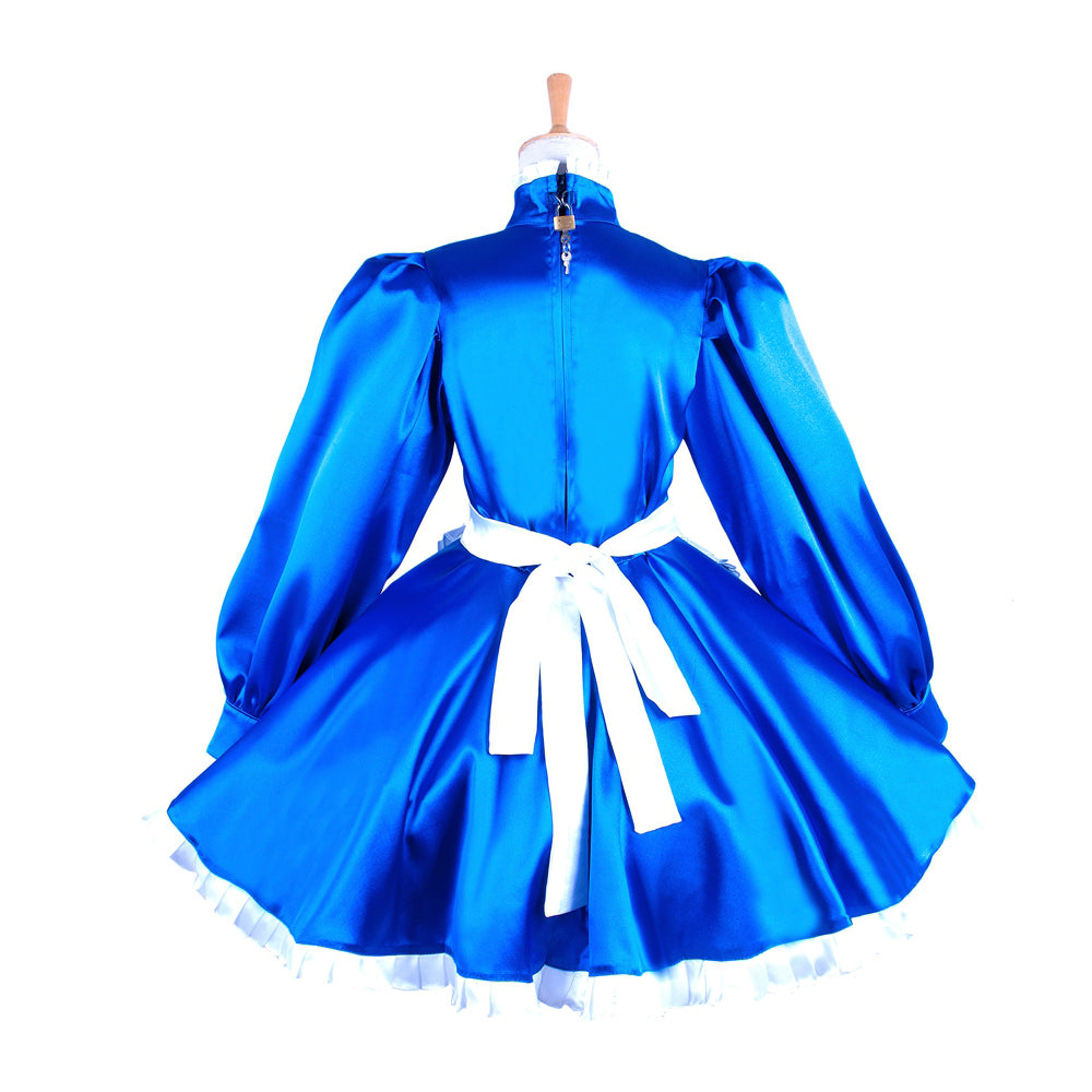 blue satin dress G1551