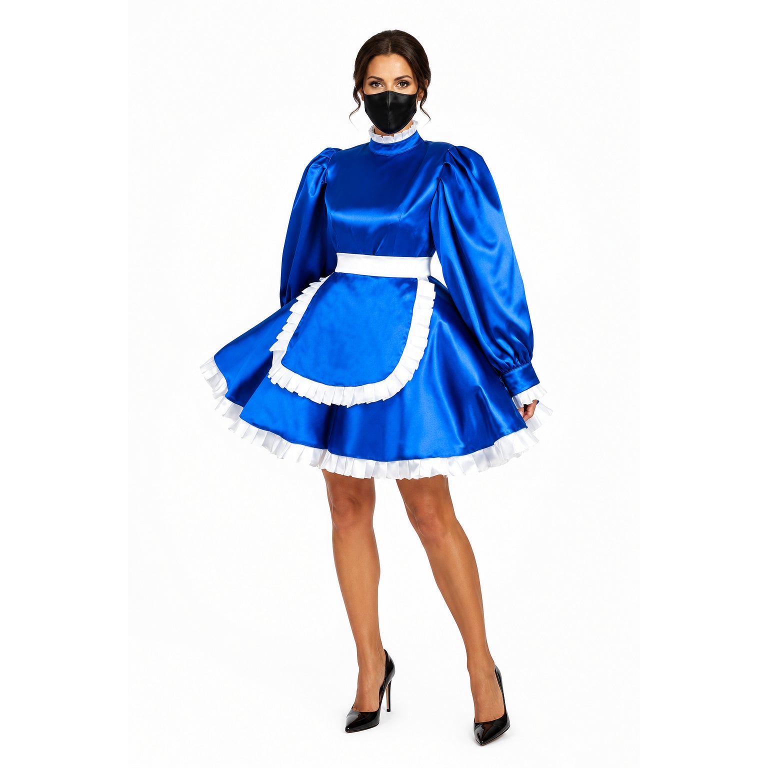 blue satin dress G1551