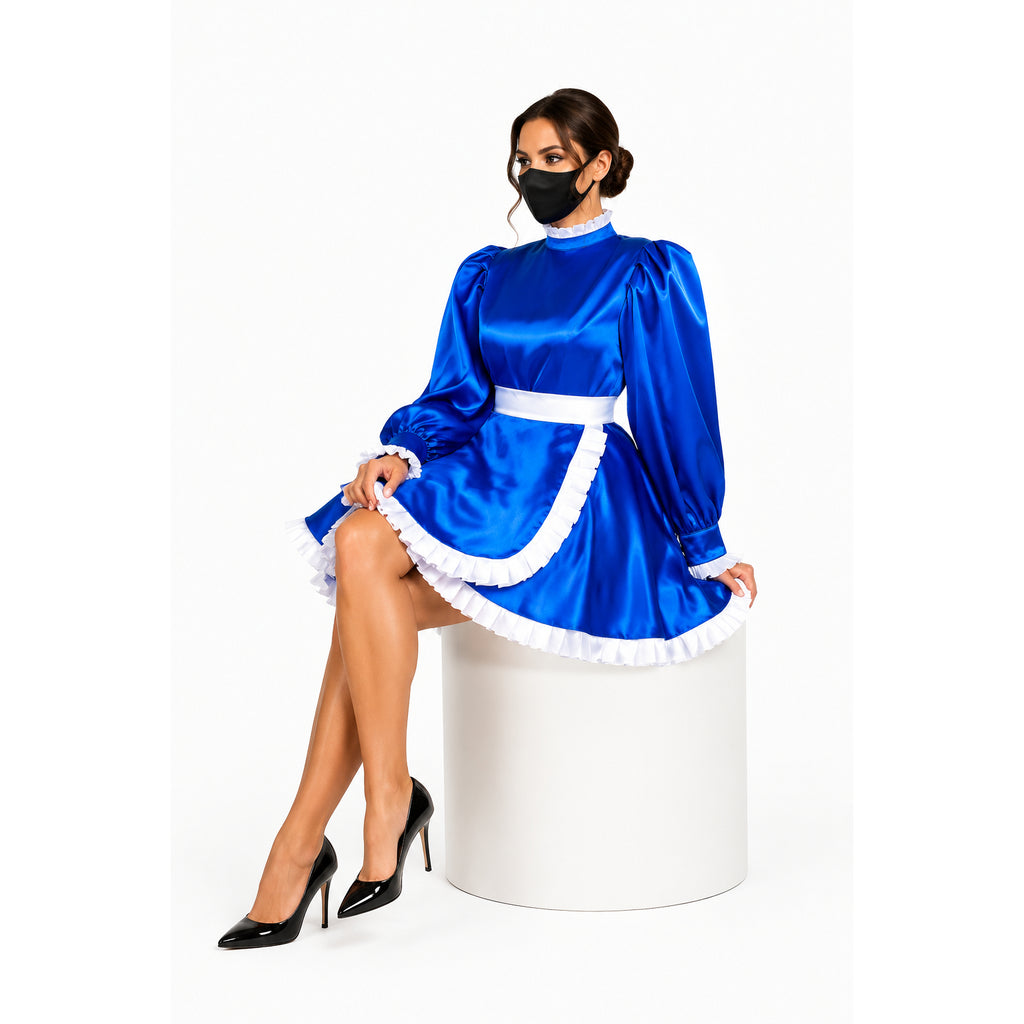 blue satin dress G1551