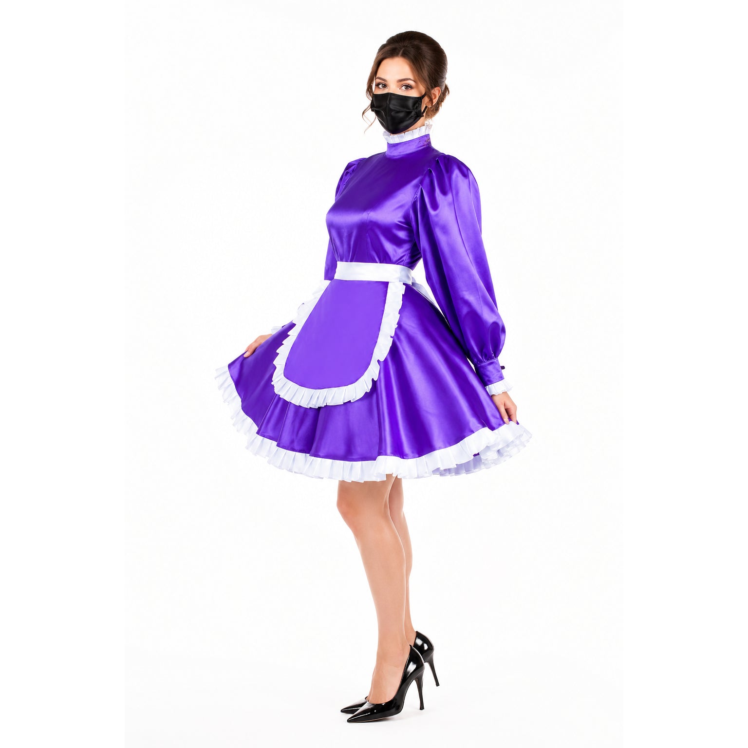Purple satin dress G1552