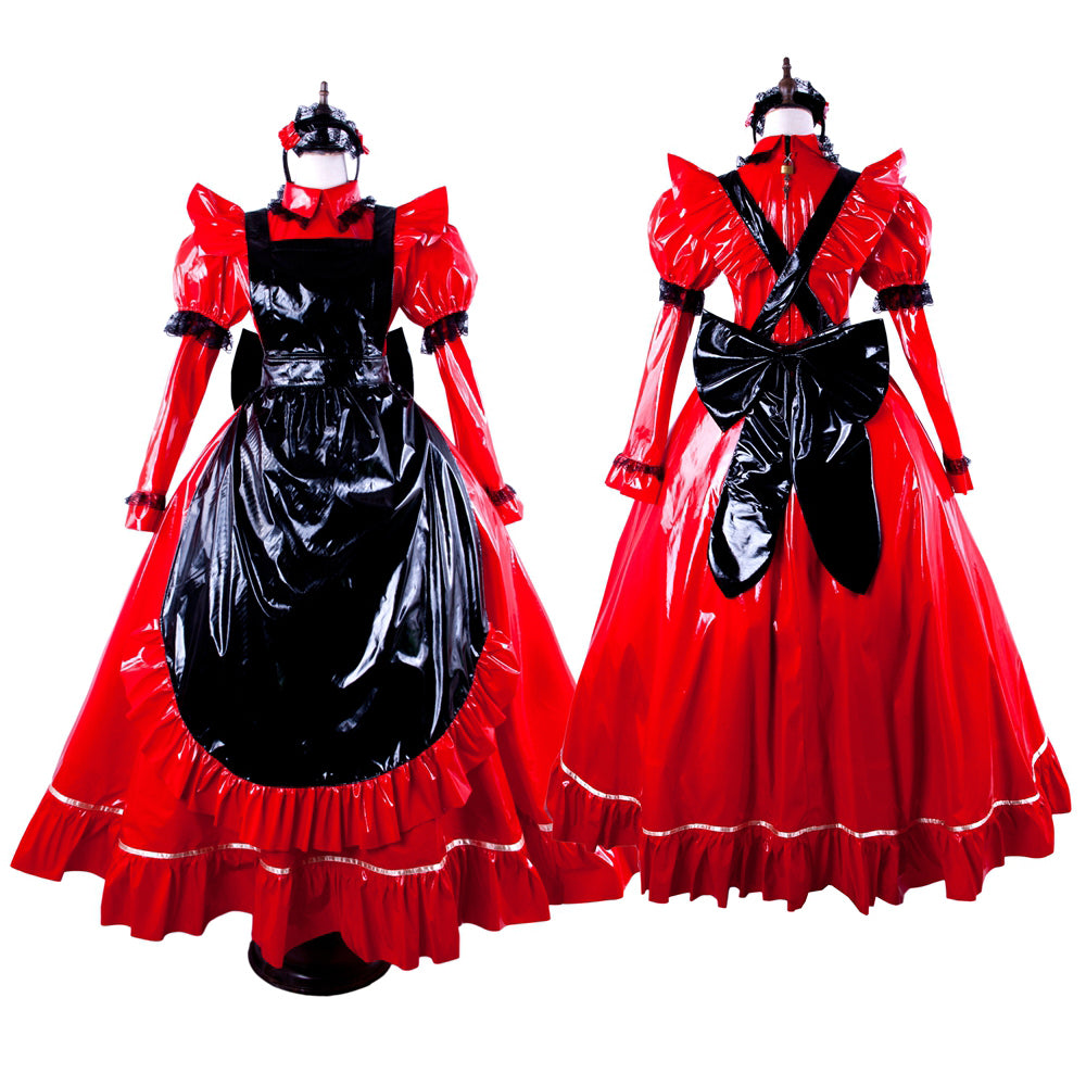 red thin pvc dress G1563