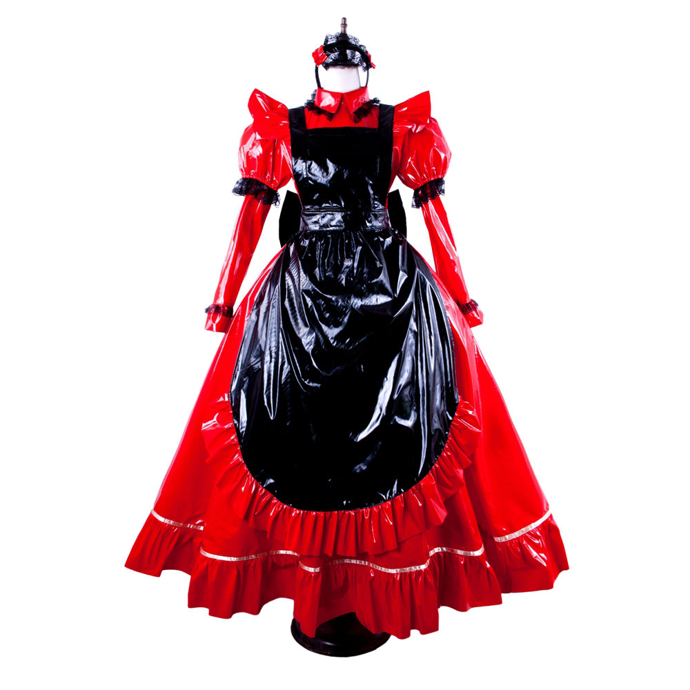 red thin pvc dress G1563