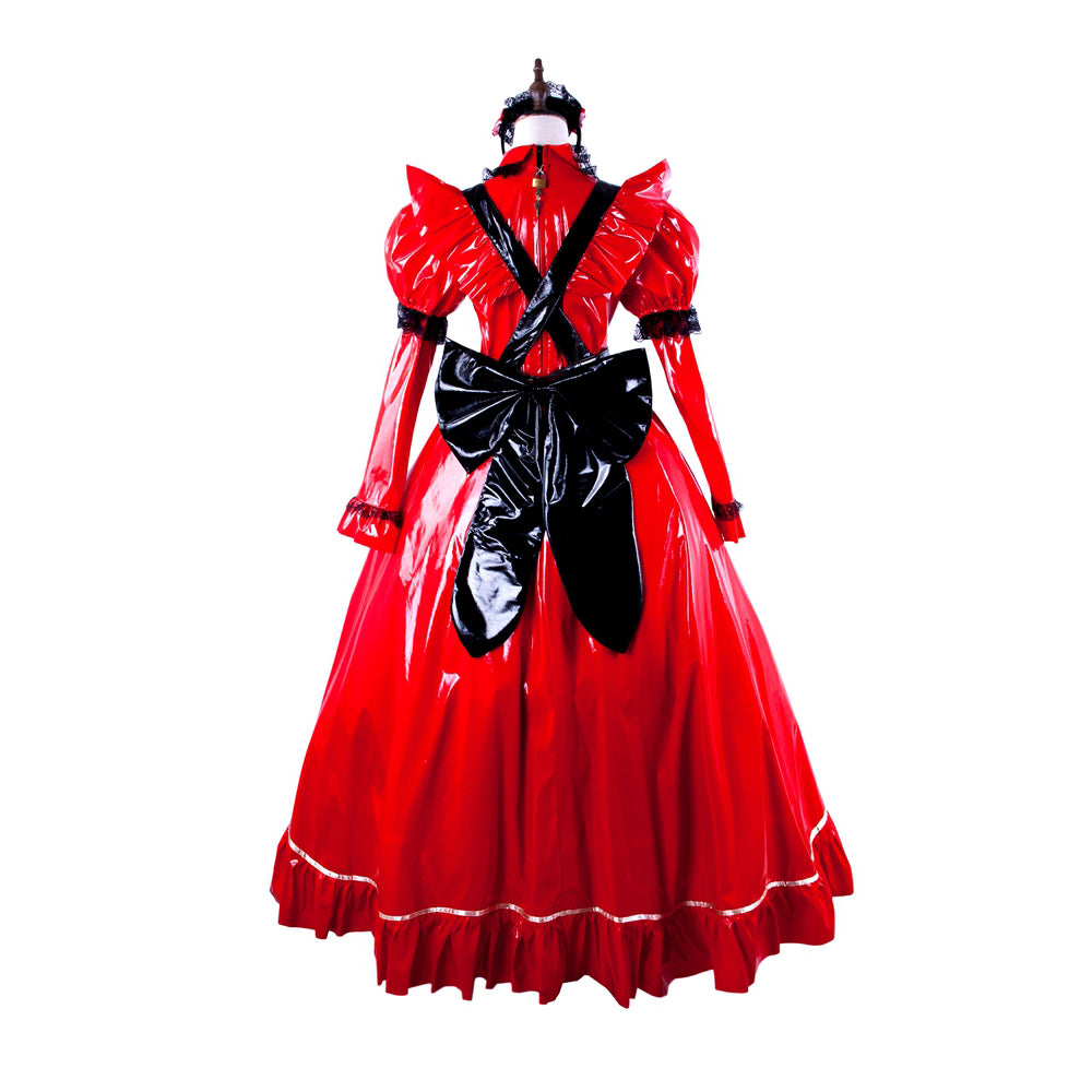 red thin pvc dress G1563
