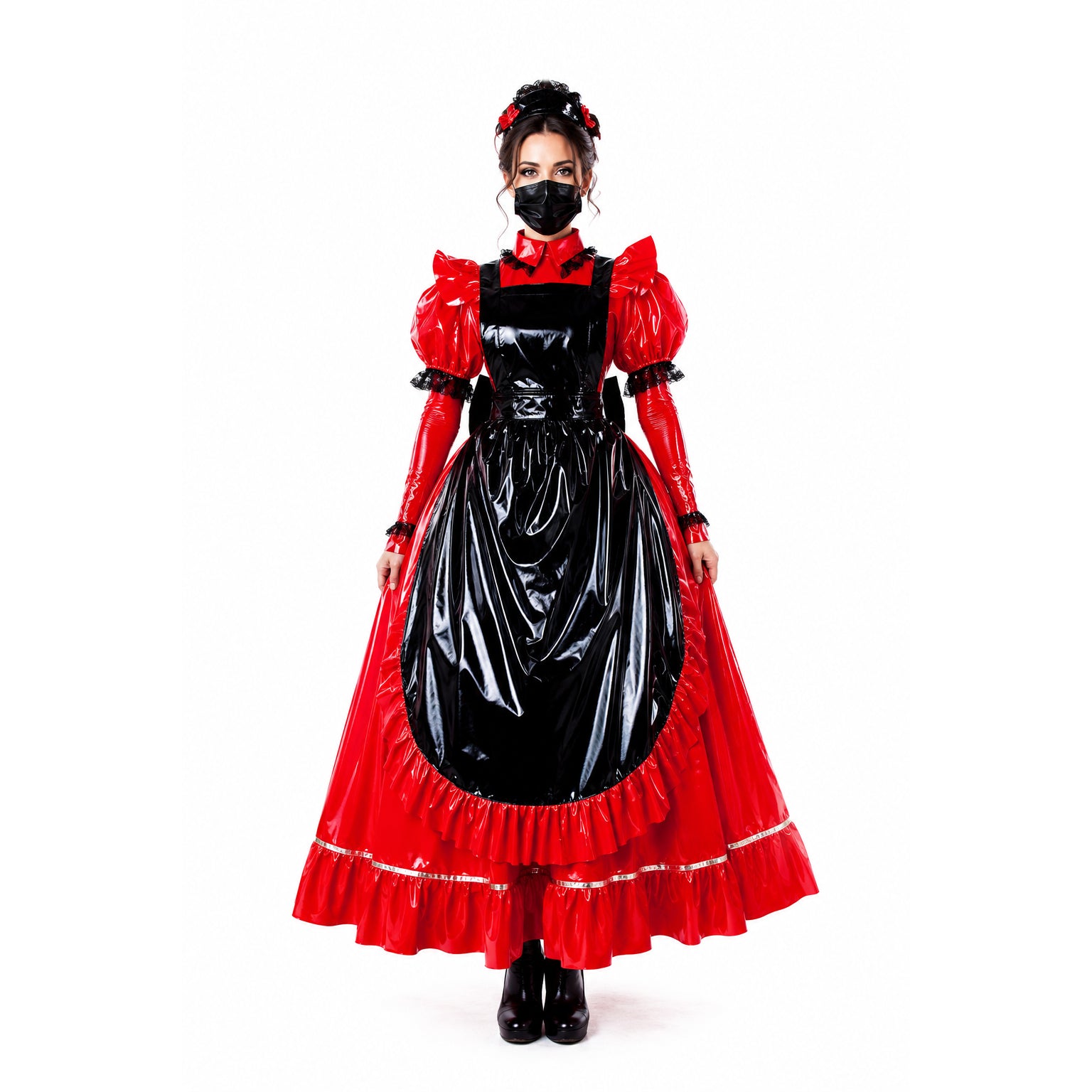 red thin pvc dress G1563