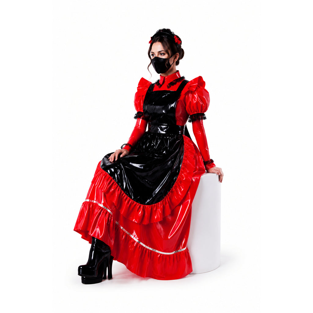 red thin pvc dress G1563