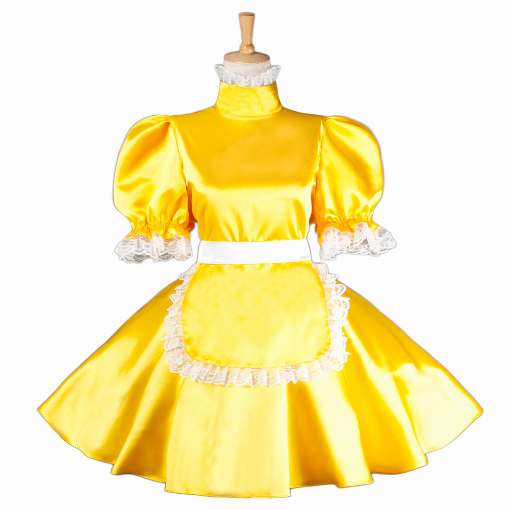 yellow satin dress G1566
