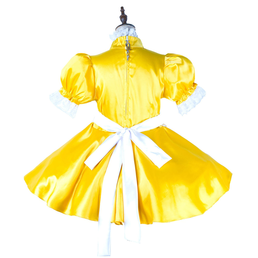 yellow satin dress G1566