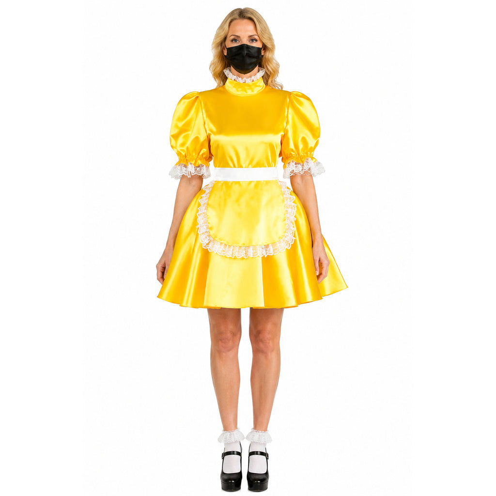 yellow satin dress G1566
